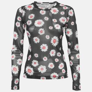 Pre Owned توب مولي جودارد أسود بطبعة زهور مشدود شفاف مقاس متوسط