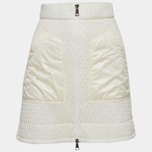Moncler White Nylon Quilted Mini Skirt S