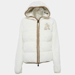 Moncler Grenoble Ivory Faux Shearling Down Maglia Cardigan Jacket L