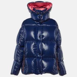 Pre Owned Moncler Blue Nylon Puffer Parana Down Jacket M/L