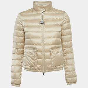 Pre Owned Moncler Beige Nylon Padded Lans Down Jacket XS