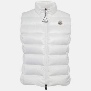 Pre Owned Moncler White Nylon Ghany Down Gilet M