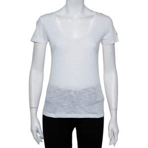 Moncler White Cotton Scoop Neck T-Shirt XS