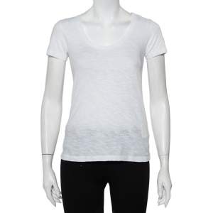 Moncler White Cotton Scoop Neck T-Shirt XS
