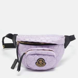 Moncler Lavender/Black Quilted Nylon and Leather Felicie Belt Bag