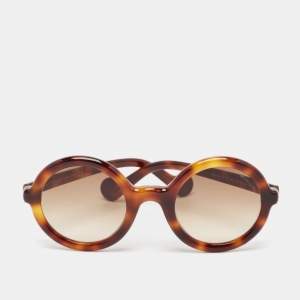 Moncler Tortoise Brown Gradient Mrs Moncler Round Sunglasses