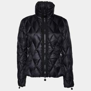 Moncler Black Synthetic Zip-Up Quilted Down Jacket L