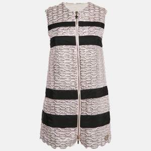 Moncler Metallic Pink Lace Lucy Gilet Mini Dress XS