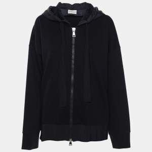 Moncler Navy Blue Cotton Knit Zipped Hooded Sweatshirt M
