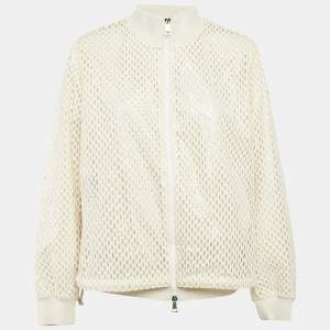 Moncler White Pulcherrima Mesh Overlay Jacket L