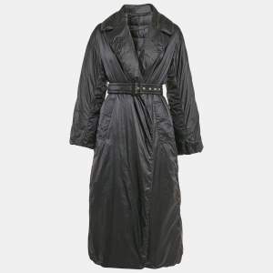 Moncler Black Nylon Open Front Quilted Down Jacket XS