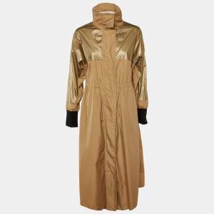 Moncler Brown Polyamide Bronze Long Coat XS