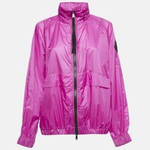 Moncler Pink Nylon Zip-Up Hooded Groseille Giubbotto Jacket S