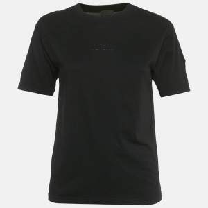 Pre Owned Moncler Black Logo Applique Jersey Crewneck T-Shirt S  