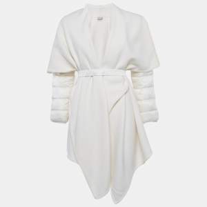 Pre Owned Moncler Cream Wool Blend Padded Felt Cape XS