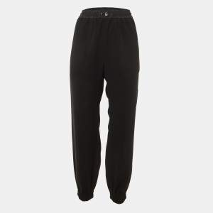 Pre Owned Moncler Black Crepe Track Pants XS