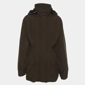 Pre Owned جاكيت مونكلير سيك مبطن من الجبردين والبكلي أخضر مقاس صغير