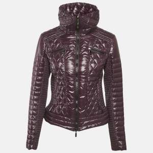 مملوكة مسبقًا Moncler Purple Synthetic Short Biker Jacket M