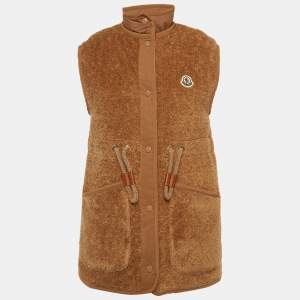 Pre Owned Moncler Brown Shearling Bost Teddy Down Vest S