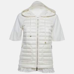 Pre Owned Moncler White Nylon Quilted Down Jacket XS