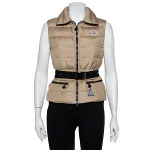 Moncler Beige Synthetic Padded Gaelle Vest XS 
