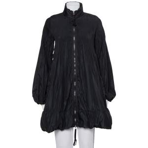 Moncler Black Synthetic Micro Pleated Detail Sizuka Coat M