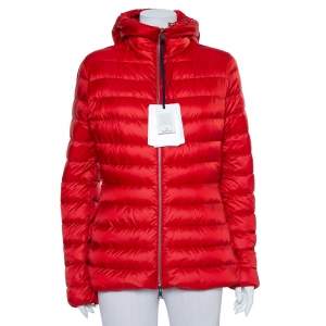 Moncler Red Synthetic Quilted Hooded Jacket XL