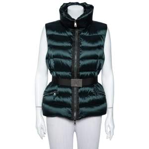 Moncler Dark Green Puffer Down Belted Tareg Gilet M