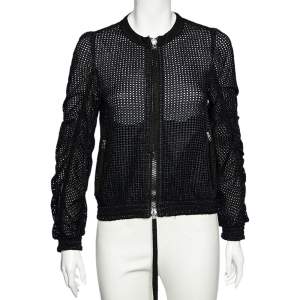 Moncler Black Synthetic Mesh Zip Front Hatsue Jacket S