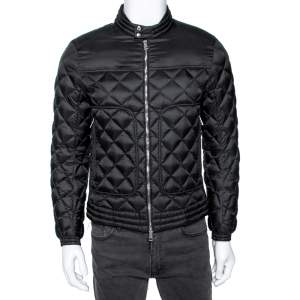 Moncler Black Quilted Down Synthetic Zip Front Jacket M