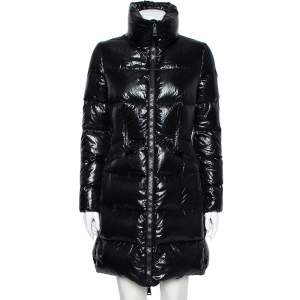 Moncler Black Down Quilted Jasminum Giubbotto Long Puffer Jacket M