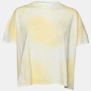 Moncler Yellow Tie-Dye Cotton Oversized Cropped T-Shirt S