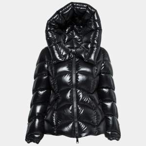 Moncler Black Synthetic Down Zip Front Hooded Jacket M