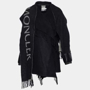 Moncler Black Wool & Down Quilted Mantella Poncho L