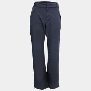 Moncler Navy Blue Synthetic Logo Embroidered Sportivo Ski Pants S