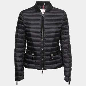 Moncler Black Nylon Zip-Up Quilted Jacket S