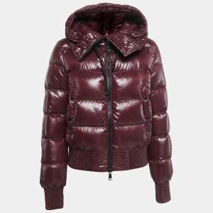 "Moncler Burgundy Quilted Nylon Hooded Down Jacket L