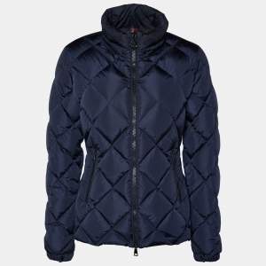 Moncler Navy Blue Diamond Quilted Down Mesnil Jacket S