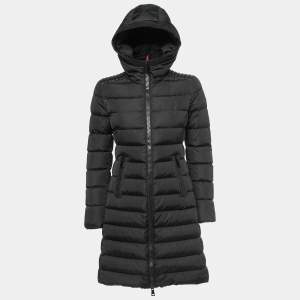 Moncler Black Nylon Quilted Hooded Down Jacket XS