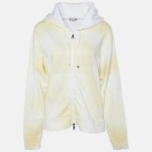 Moncler Yellow Tie-Dye Cotton Zip Up Hooded Cardigan S