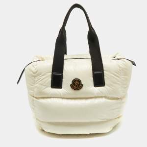Pre Owned Moncler White Nylon Water-Repellent Caradoc Tote