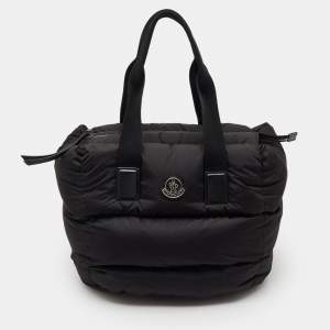 Pre Owned Moncler Black Padded Nylon Caradoc Water-Repellent Tote