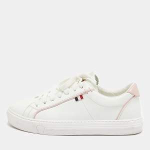 Moncler White Leather New Monaco Low Top Sneakers Size 40