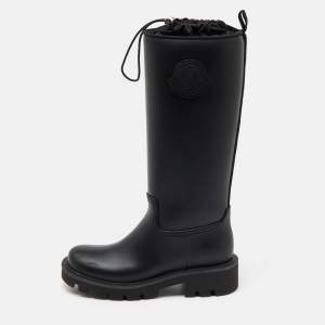 Moncler Black Rubber Kickstream High Rain Boots Size 37