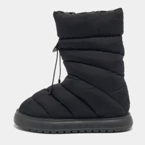 Moncler Black Nylon Gaia Mid Snow Boots Size 38