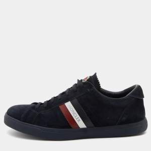 Moncler Navy Blue Suede New Monaco Low Top Sneakers Size 40