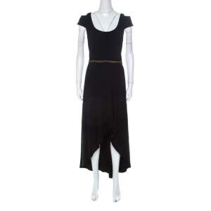 ML by Monique Lhuillier Black Stretch Crepe Cold Shoulder Cocktail Dress L 