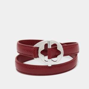 Pre Owned Mont Blanc Hold Me Tight Leather Sterling Silver Bracelet