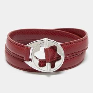 Pre Owned Mont Blanc Hold Me Tight Leather Sterling Silver Bracelet