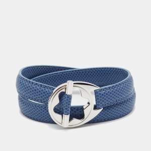 Montblanc Hold Me Tight Arctic Blue Leather Silver Bracelet